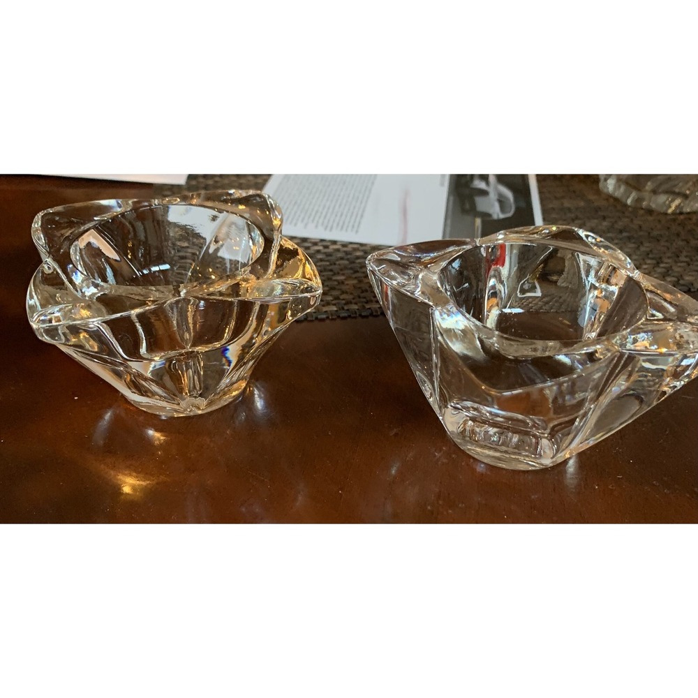 Vintage Indiana Glass Tulip Crystal Clear‎ Taper Candle Holders Set Of 2
